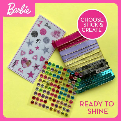 Barbie DIY Sparkle Fashion Designer Set – 130-Piece Dress-Up Kit | Design Clothes for Dolls with Rhinestones, Ribbons, Stickers & Mannequin | Sparkle Barbie Clothing Gift for Girls Ages 5+