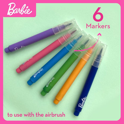 Barbie DIY Airbrush Studio – 25-Piece Color Splash Fashion Kit | Design Barbie Clothes for Dolls with Airbrush, Markers, Stencils, and Outfits | Creative Toy for Girls Ages 5+