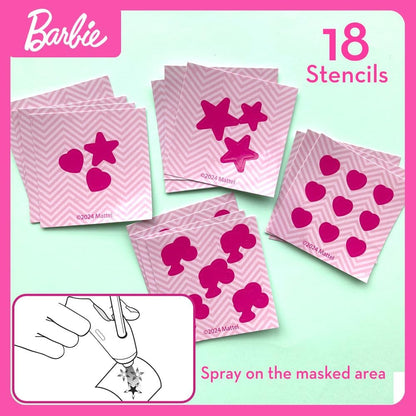 Barbie DIY Airbrush Studio – 25-Piece Color Splash Fashion Kit | Design Barbie Clothes for Dolls with Airbrush, Markers, Stencils, and Outfits | Creative Toy for Girls Ages 5+