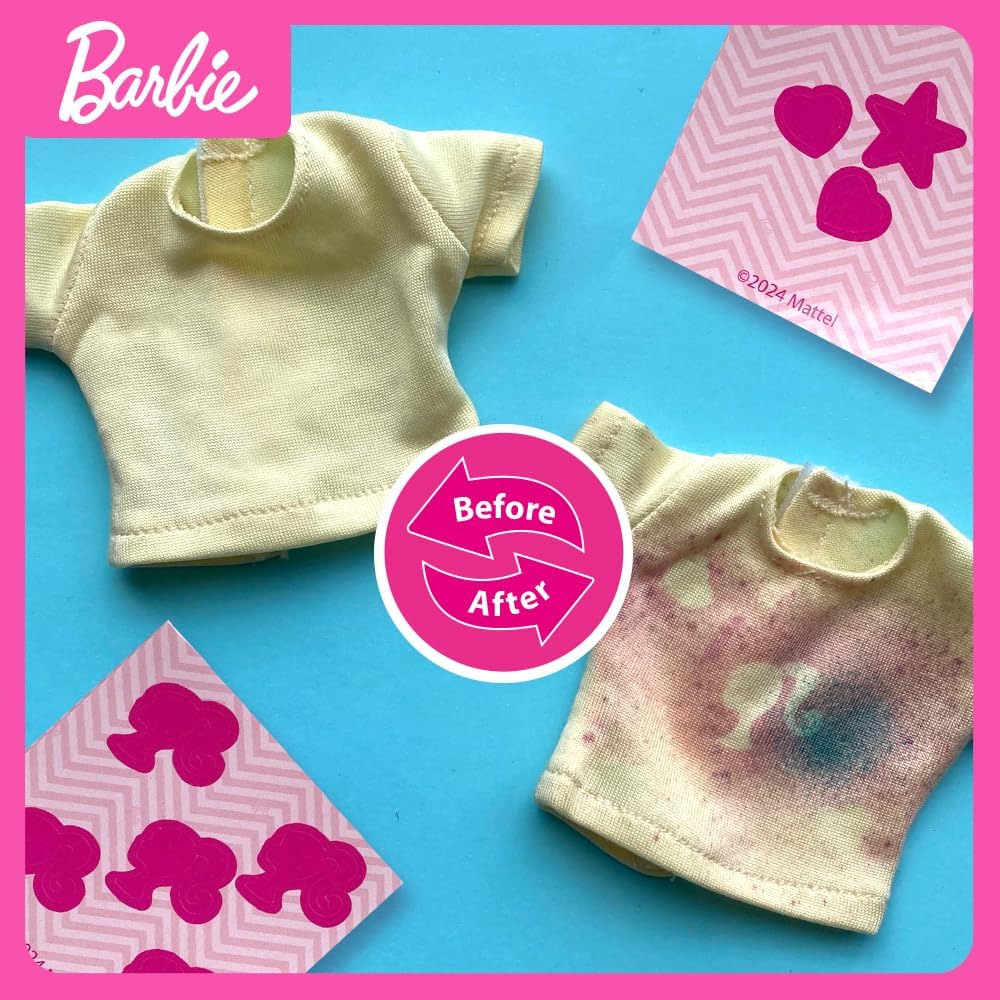 Barbie DIY Airbrush Studio – 25-Piece Color Splash Fashion Kit | Design Barbie Clothes for Dolls with Airbrush, Markers, Stencils, and Outfits | Creative Toy for Girls Ages 5+