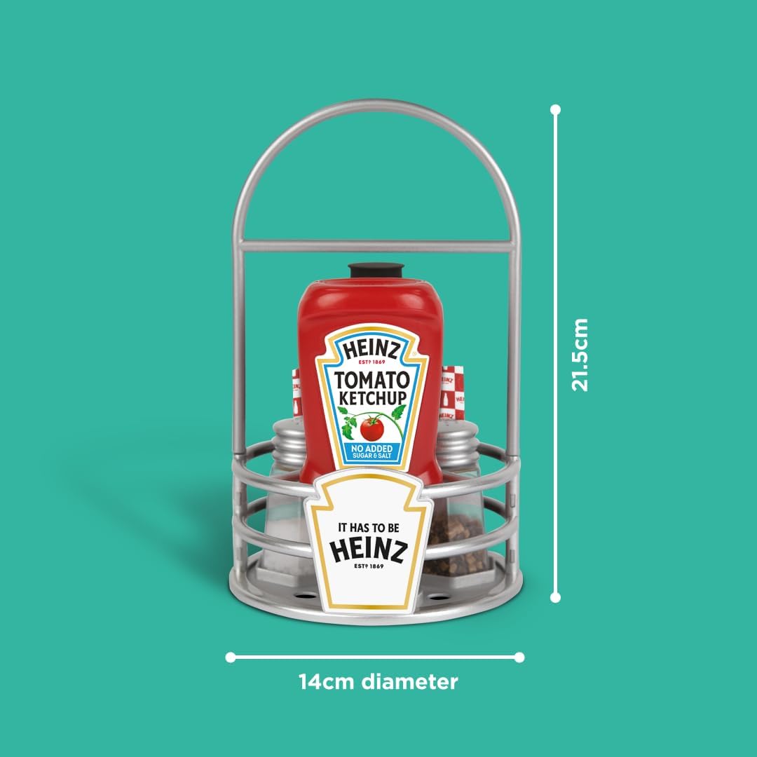 Casdon Heinz Sauce Caddy | 9-Piece Play Kitchen Set For Children Aged 3+ | Includes Pretend Tomato Ketchup, Vinegar, Salt And Pepper Shakers, Napkins, And Caddy.