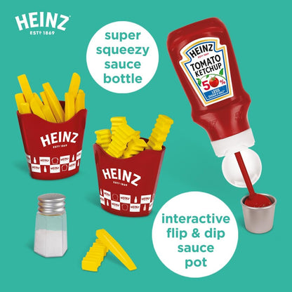 Casdon Heinz Chip & Dip Snack Set For Kids | Includes Ketchup, Salt Shaker, 2 Chip Holders, Fries, Crinkle Cut Chips, And Ketchup Flip & Dip Pot — Perfect For Pretend Play Aged 2+.