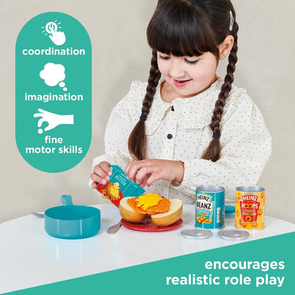 Casdon Heinz Beanz & Hoops Make & Play Set | Assorted Toy Set For Children Aged 2+ | Includes Make-Believe Heinz Tins, Saucepan, Plate, And Cutlery — Just Like The Real Thing!