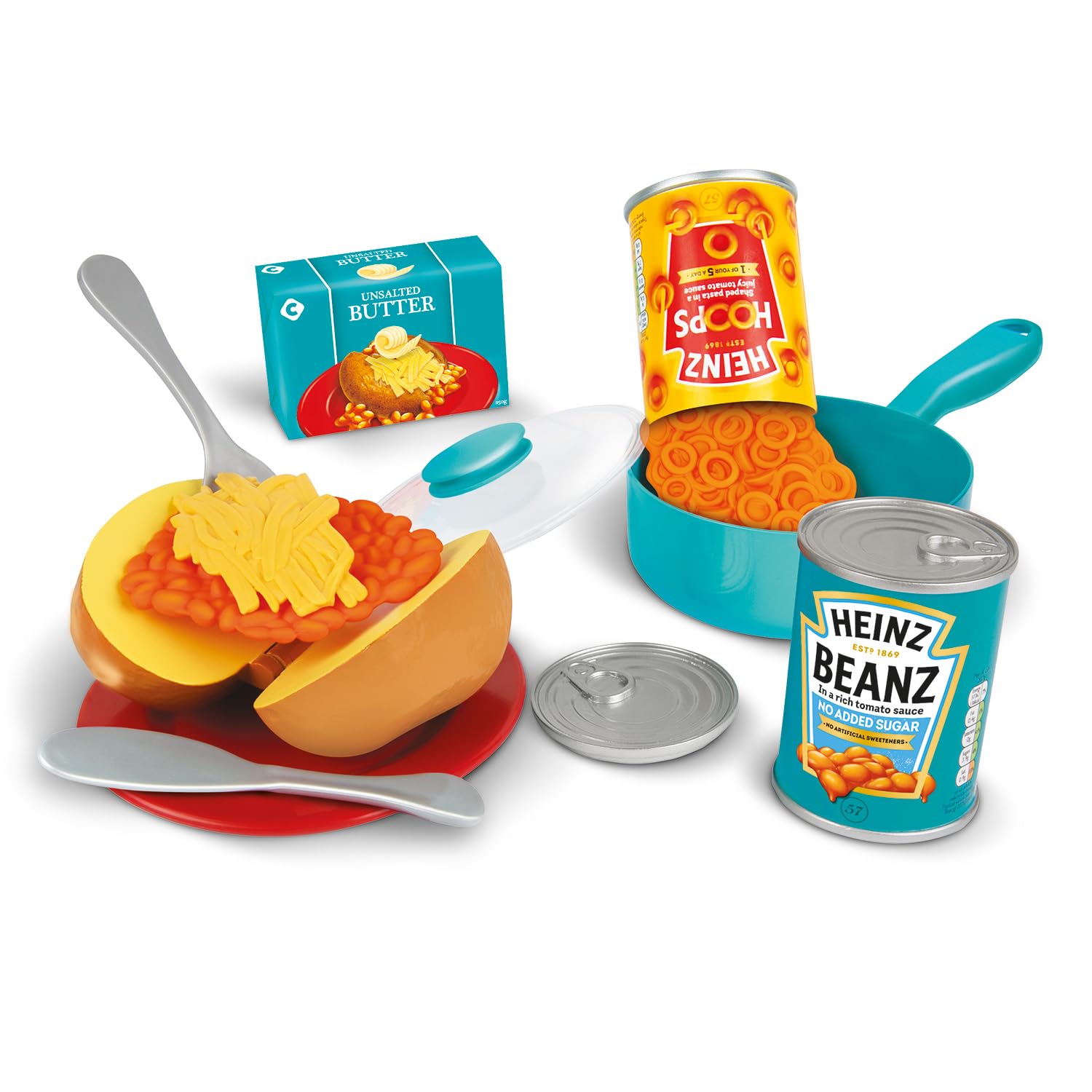 Casdon Heinz Beanz & Hoops Make & Play Set | Assorted Toy Set For Children Aged 2+ | Includes Make-Believe Heinz Tins, Saucepan, Plate, And Cutlery — Just Like The Real Thing!