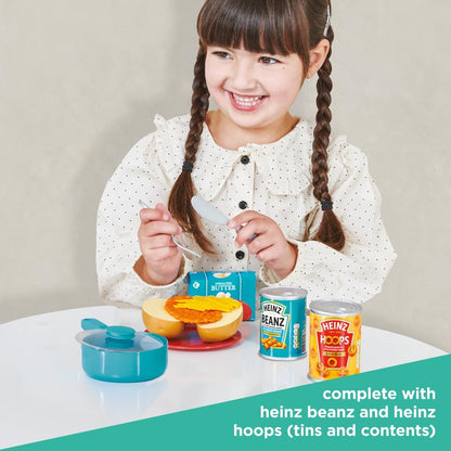 Casdon Heinz Beanz & Hoops Make & Play Set | Assorted Toy Set For Children Aged 2+ | Includes Make-Believe Heinz Tins, Saucepan, Plate, And Cutlery — Just Like The Real Thing!
