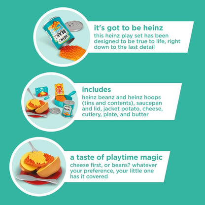 Casdon Heinz Beanz & Hoops Make & Play Set | Assorted Toy Set For Children Aged 2+ | Includes Make-Believe Heinz Tins, Saucepan, Plate, And Cutlery — Just Like The Real Thing!