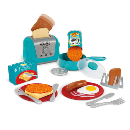 Casdon Heinz All-Day Breakfast Cook Set | 20-Piece Breakfast Play Set For Children Aged 2+ | Includes Official Licensed Heinz Toy Toaster And Squeezy Tomato Ketchup