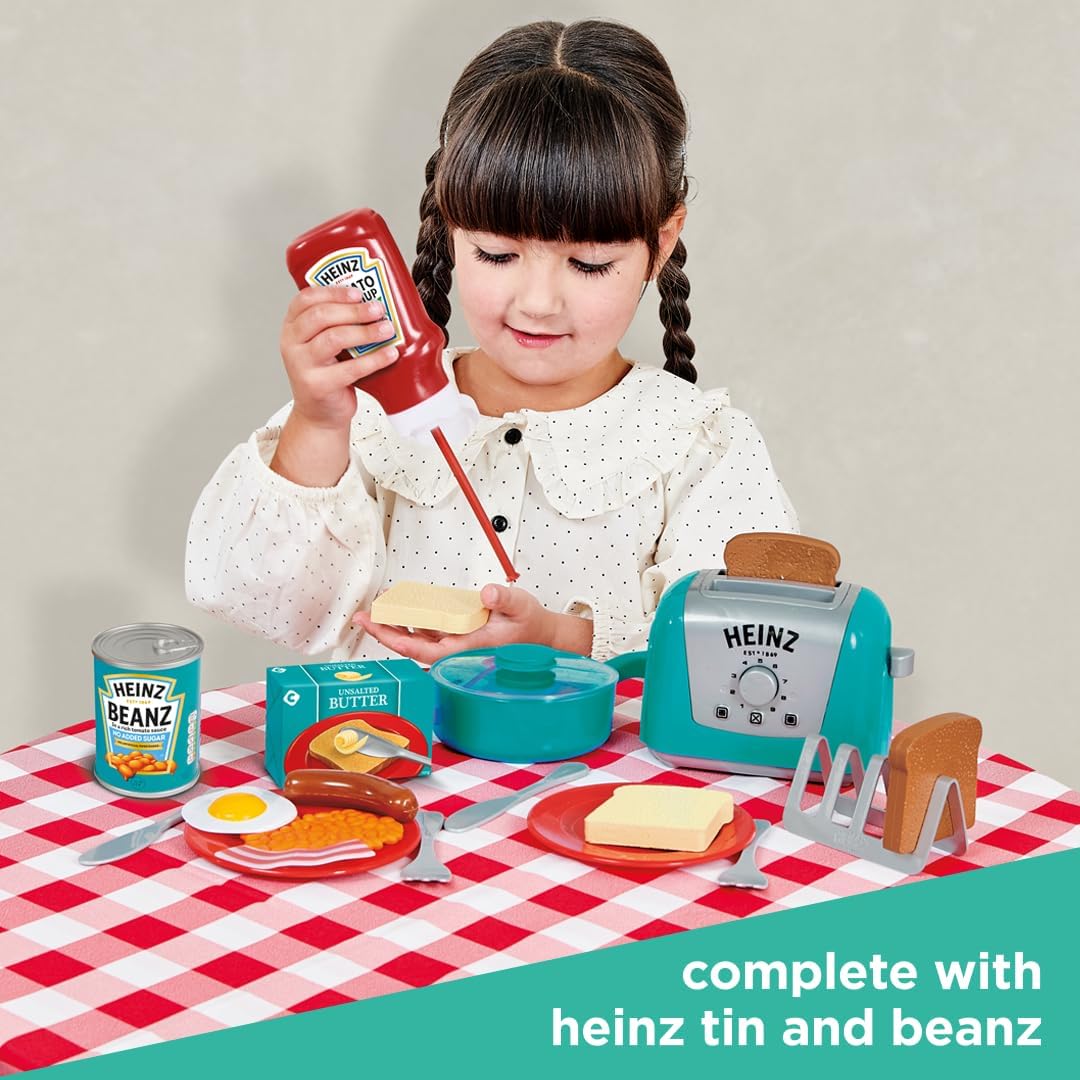 Casdon Heinz All-Day Breakfast Cook Set | 20-Piece Breakfast Play Set For Children Aged 2+ | Includes Official Licensed Heinz Toy Toaster And Squeezy Tomato Ketchup