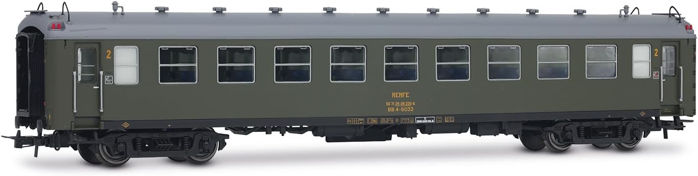 Electrotren HE4038 RENFE, 2-unit set 5000 coaches, BB4 2nd class, with old bellows, olive green livery, ep. IV