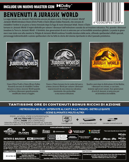 Blu-Ray 4K Uhd Jurassic World Trilogy Steelbook (3 4K Ultra Hd)