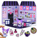 Playset Kuromi Ramen Shop 40+ Stickers and 6cm Figurine | 3D House Restaurant Reusable Stickers | Kawaii Foodcourt Sticker House | Comansi