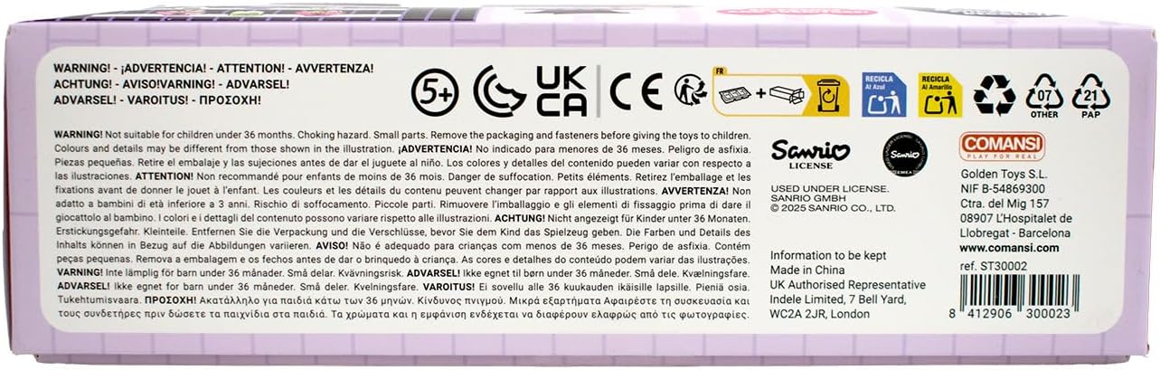 Playset Kuromi Ramen Shop 40+ Stickers and 6cm Figurine | 3D House Restaurant Reusable Stickers | Kawaii Foodcourt Sticker House | Comansi