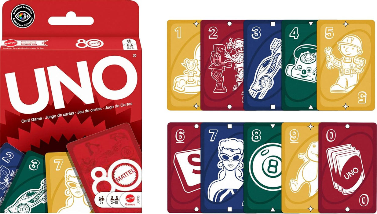 Mattel Games UNO Mattel 80th Ruby Red Card Game for Kids, Adults & Family Nights, Game Nights, Travel, Camping & Parties., JGK30