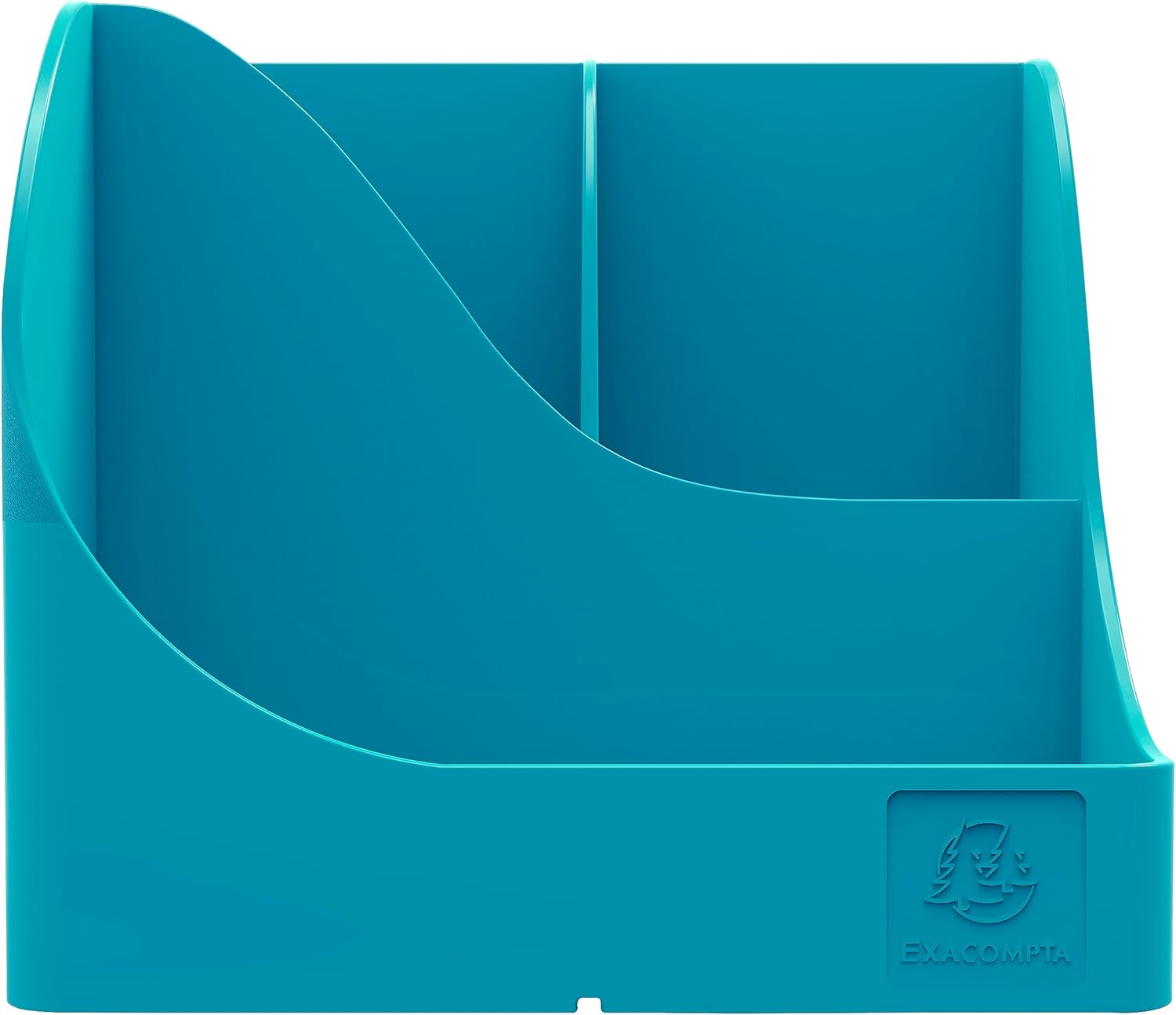 Exacompta - SKU 69534D - 1 Skandi Pen Wave Pencil Holder Pacific Blue - 5 compartments - 4 high compartments for Large Utensils and 1 Bottom Compartment for Small Utensils