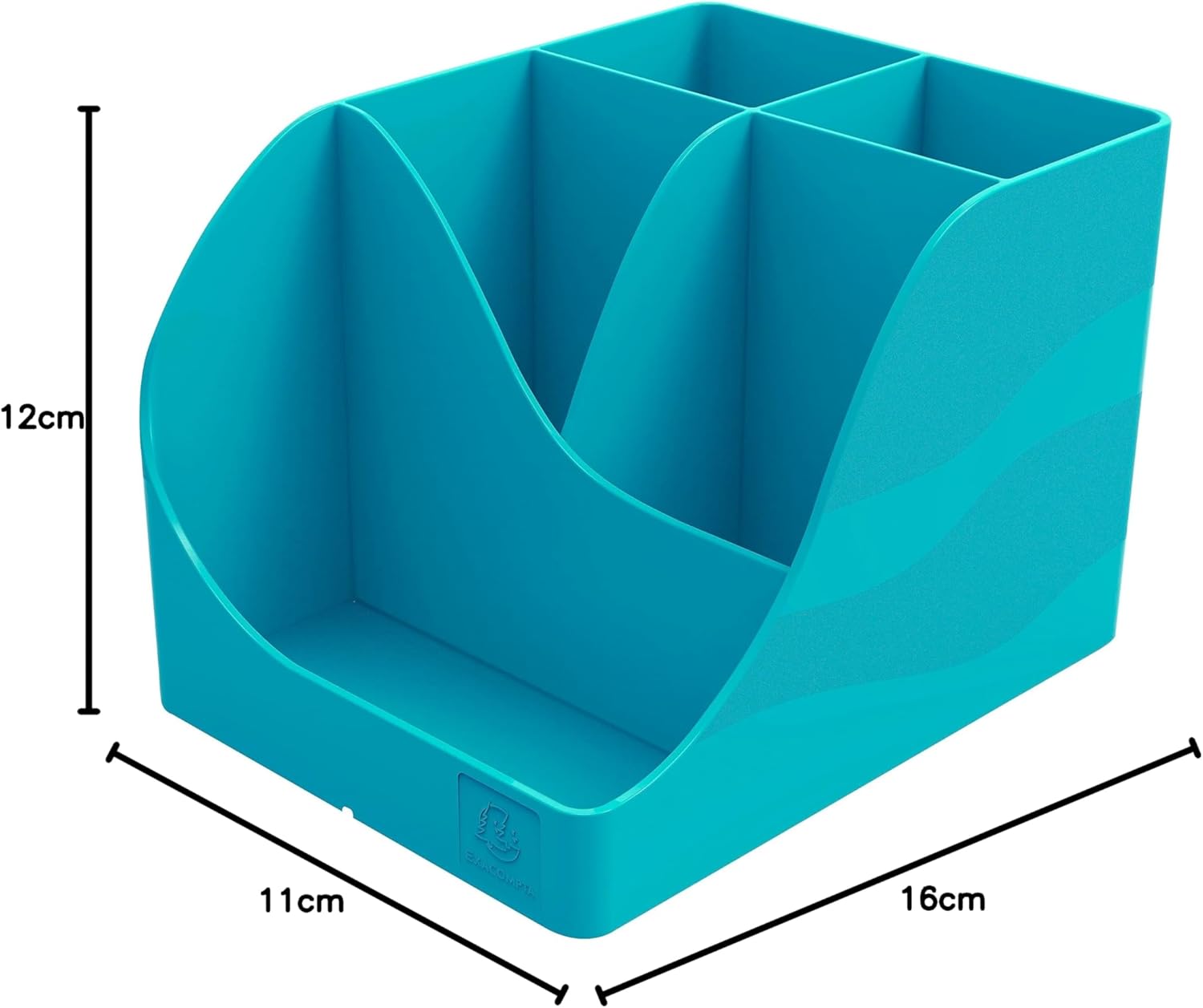 Exacompta - SKU 69534D - 1 Skandi Pen Wave Pencil Holder Pacific Blue - 5 compartments - 4 high compartments for Large Utensils and 1 Bottom Compartment for Small Utensils