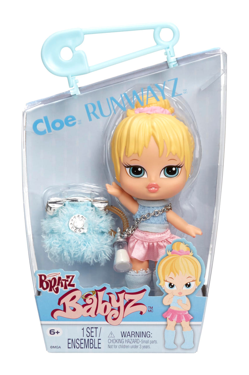 Bratz Babyz Runwayz Doll - Cloe - 1 Collectible Fashion Doll with Stylish Outfit, Cute Baby Doll with a Necklace That Doubles as a Keychain - Kids Toy - Great for Ages 6 and Older