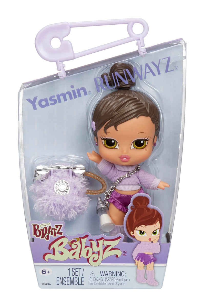 Bratz Babyz Runwayz Doll - Yasmin - 1 Collectible Fashion Doll with Stylish Outfit, Cute Baby Doll with a Necklace That Doubles as a Keychain - Kids Toy - Great for Ages 6 and Older