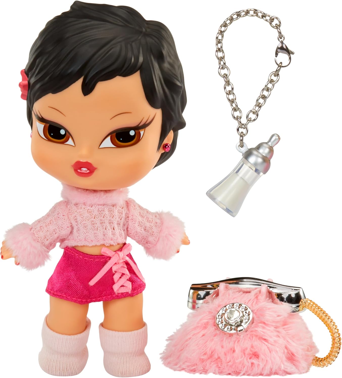 Bratz Babyz Runwayz Doll - Jade - 1 Collectible Fashion Doll with Stylish Outfit, Cute Baby Doll with a Necklace That Doubles as a Keychain - Kids Toy - Great for Ages 6 and Older