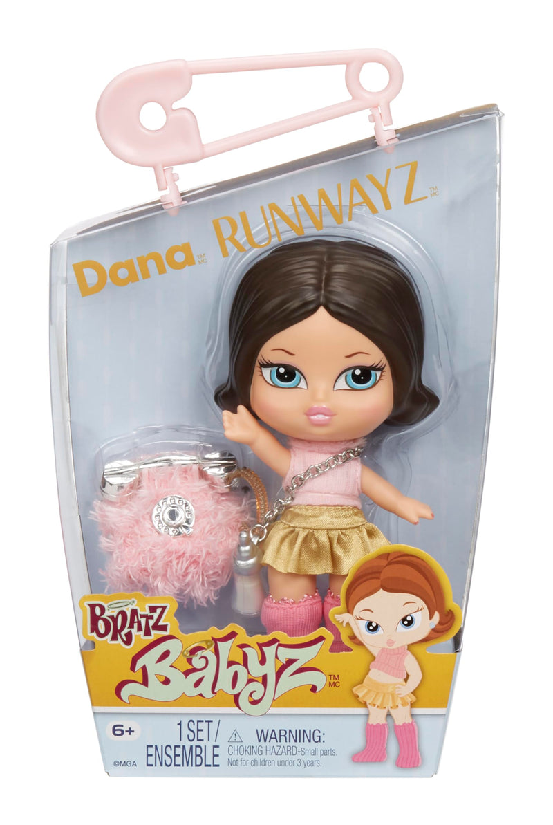 Bratz Babyz Runwayz Doll - Dana - 1 Collectible Fashion Doll with Stylish Outfit, Cute Baby Doll with a Necklace That Doubles as a Keychain - Kids Toy - Great for Ages 6 and Older