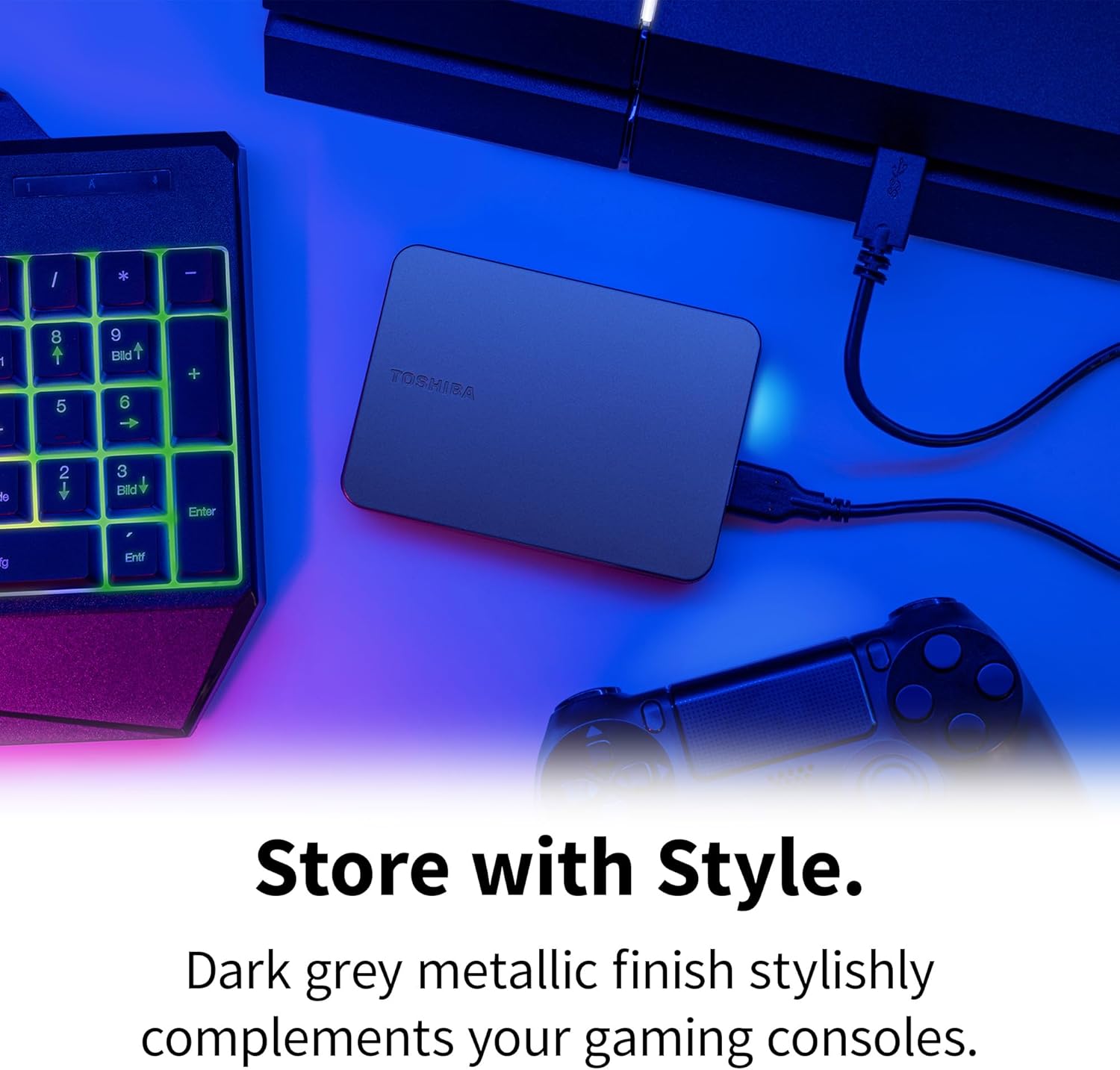 Toshiba Canvio Gaming 1TB Portable External Hard Drive, USB 3.2, for Play Station and Xbox, Black (HDTX210EK3AA)