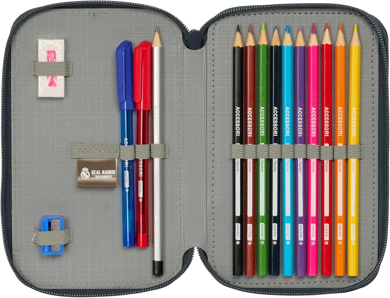 Safta Real Madrid EQUIPACIÓN 25/26 – Children's School Pencil Case, Pencil Case with Colours, with 29 Tools Included, Ideal for Children from 5 to 14 Years, Comfortable and Versatile, Quality and