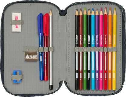 Safta Real Madrid EQUIPACIÓN 25/26 – Children's School Pencil Case, Pencil Case with Colours, with 29 Tools Included, Ideal for Children from 5 to 14 Years, Comfortable and Versatile, Quality and
