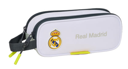 Safta Real Madrid EQUIPACIÓN 25/26 – Children's Double Pencil Case, Children's Pencil Case, Ideal for School Age Children, Comfortable and Versatile, Quality and Resistance, 21 x 6 x 8 cm, white, M
