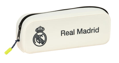 safta Real Madrid Team 25/26 Square Silicone Pencil Case for Children, Ideal for School Children, Comfortable and Versatile, Quality and Strength, 18.5 x 5.5 x 7.5 cm, White, M, White M