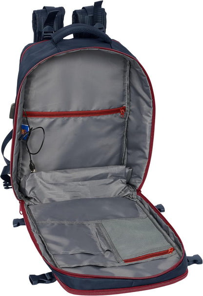 safta F.C. Barcelona 1st Equipment 25/26 Cabin Travel Backpack for 15.6 inch Laptops Ideal for Young People of Different Ages, Comfortable and Versatile, Quality and Durability, 29 x 19 x 44 cm, Blue