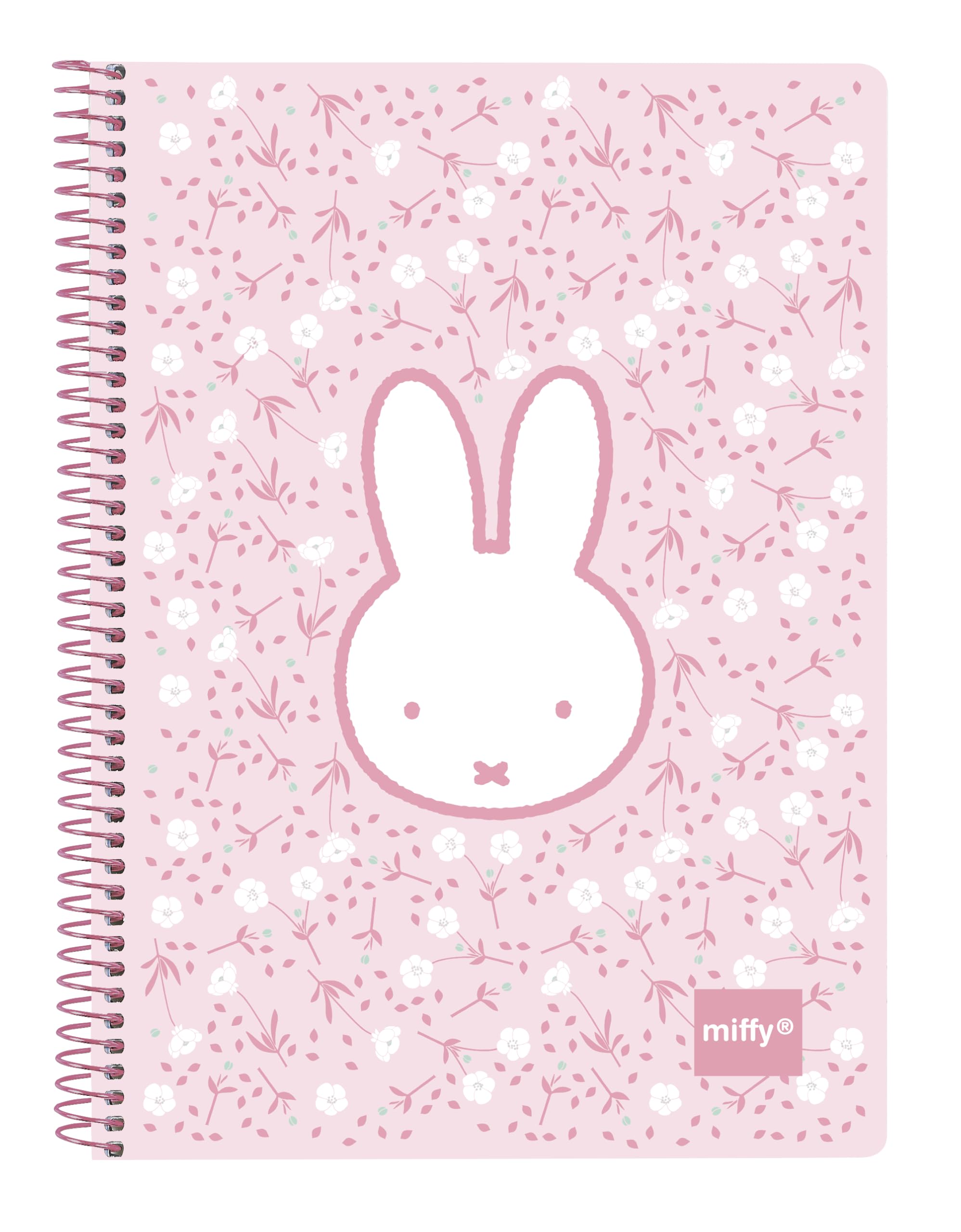 Safta MIFFY FLORES – Notebook, Quarter Notebook, 80 Sheets, Hard Covers, 1Design, Ideal for Children of Different Ages, Comfortable and Versatile, Quality and Resistance, 15.5 x 22 cm, Pink Stick, M