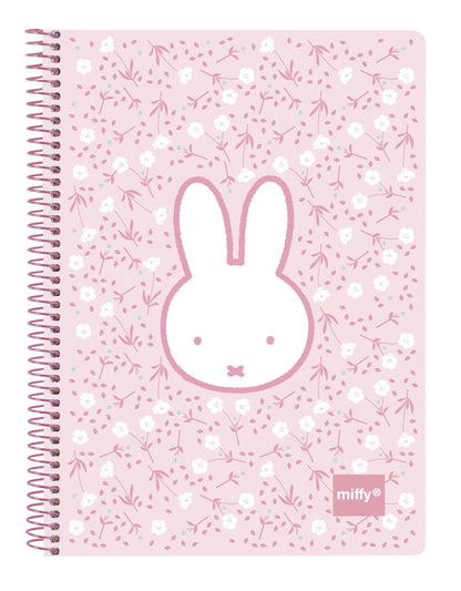 Safta MIFFY FLORES – Notebook, Quarter Notebook, 80 Sheets, Hard Covers, 1Design, Ideal for Children of Different Ages, Comfortable and Versatile, Quality and Resistance, 15.5 x 22 cm, Pink Stick, M