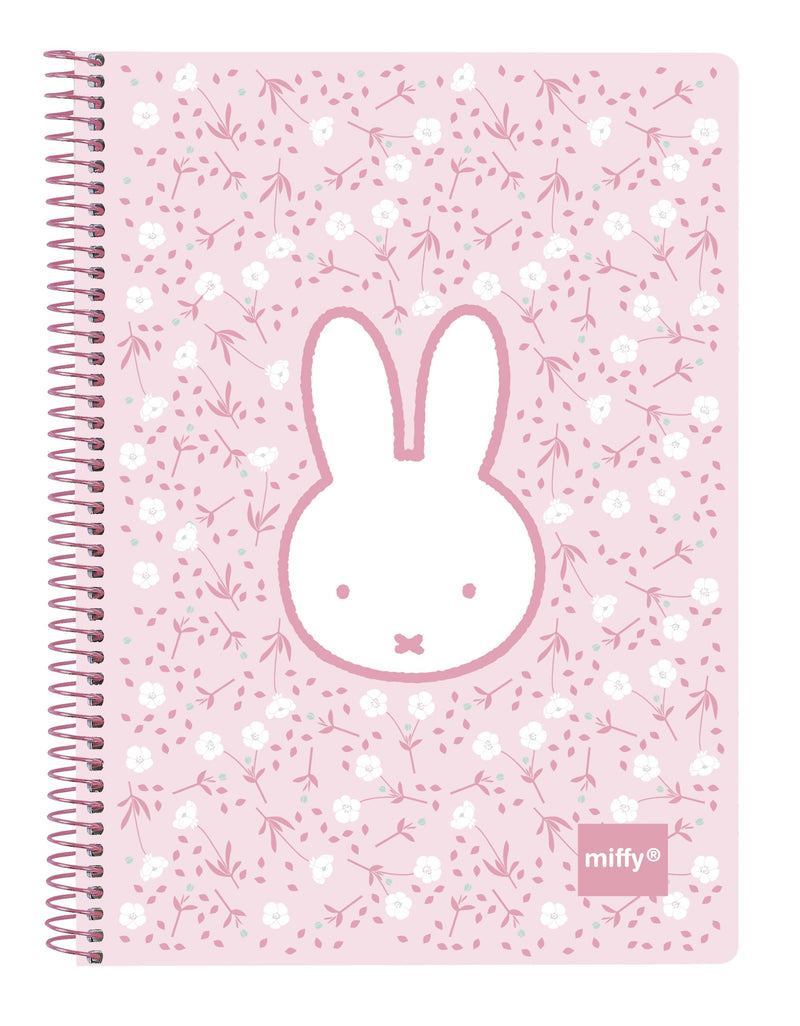 Safta MIFFY FLORES – Notebook, Quarter Notebook, 80 Sheets, Hard Covers, 1Design, Ideal for Children of Different Ages, Comfortable and Versatile, Quality and Resistance, 15.5 x 22 cm, Pink Stick, M