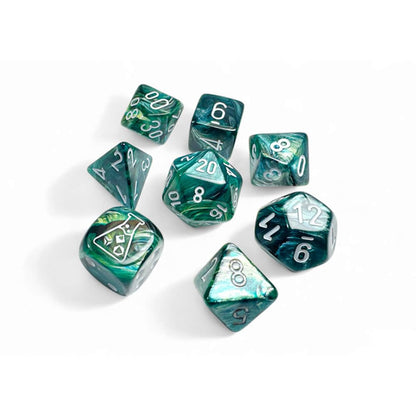 Chessex - Lab Dice 9 - Lustrous Polyhedral 7 Dice Set - Neptune/Grey