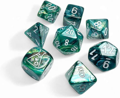 Chessex - Lab Dice 9 - Lustrous Polyhedral 7 Dice Set - Neptune/Grey