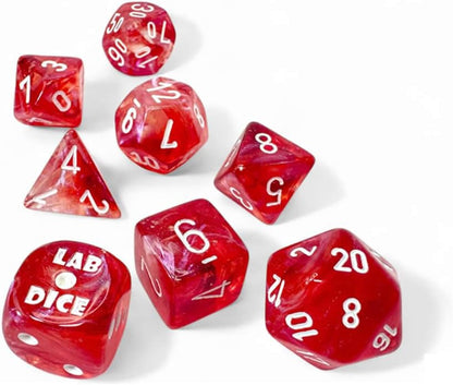 Chessex - Lab Dice 9 - Borealis Polyhedral 7 Dice Set - Luminary Passion/White