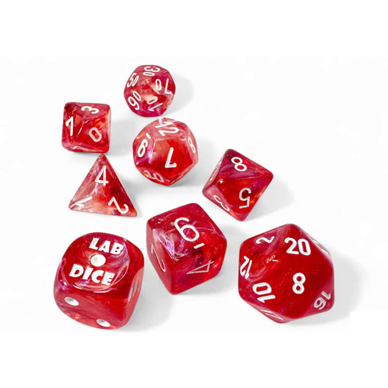 Passion Borealis Luminary Dice with White Numbers 7+1 Lab Dice Set 16mm (5/8in) Chessex