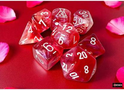 Chessex - Lab Dice 9 - Borealis Polyhedral 7 Dice Set - Luminary Passion/White