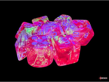 Chessex - Lab Dice 9 - Borealis Polyhedral 7 Dice Set - Luminary Passion/White