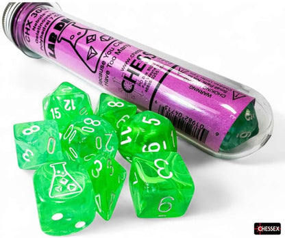 Chessex - Lab Dice 9 - Nebula Polyhedral 7 Dice Set - Gelatinous/White