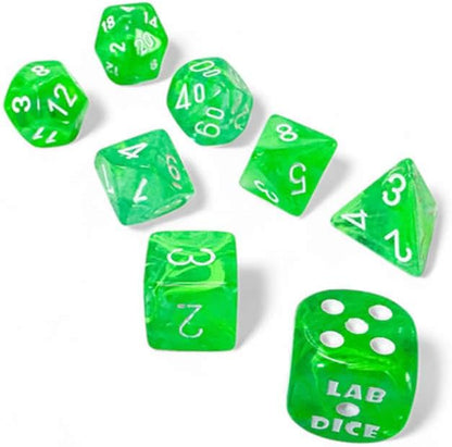 Chessex - Lab Dice 9 - Nebula Polyhedral 7 Dice Set - Gelatinous/White
