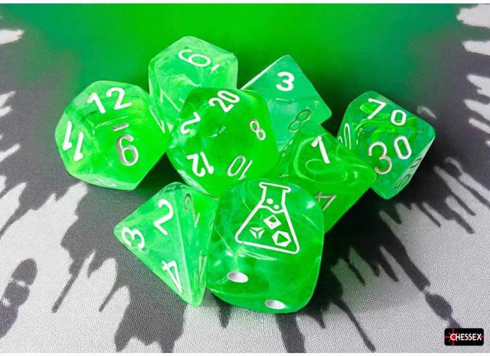 Chessex - Lab Dice 9 - Nebula Polyhedral 7 Dice Set - Gelatinous/White