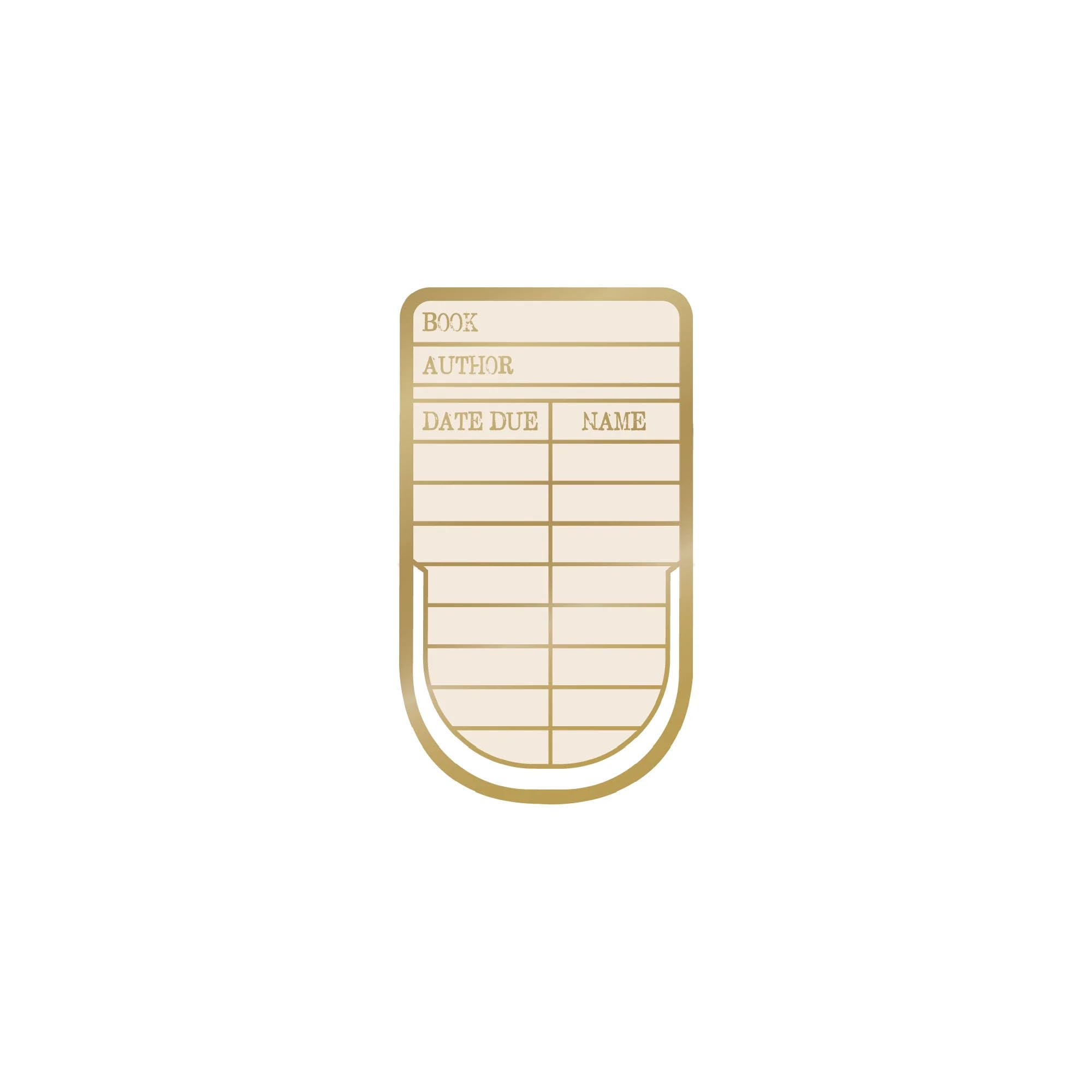Half Moon Bay Library Card Design - Paperclip Style - White/Gold 2.8 x 2 Inch Zinc Alloy Bookmark Place Holder