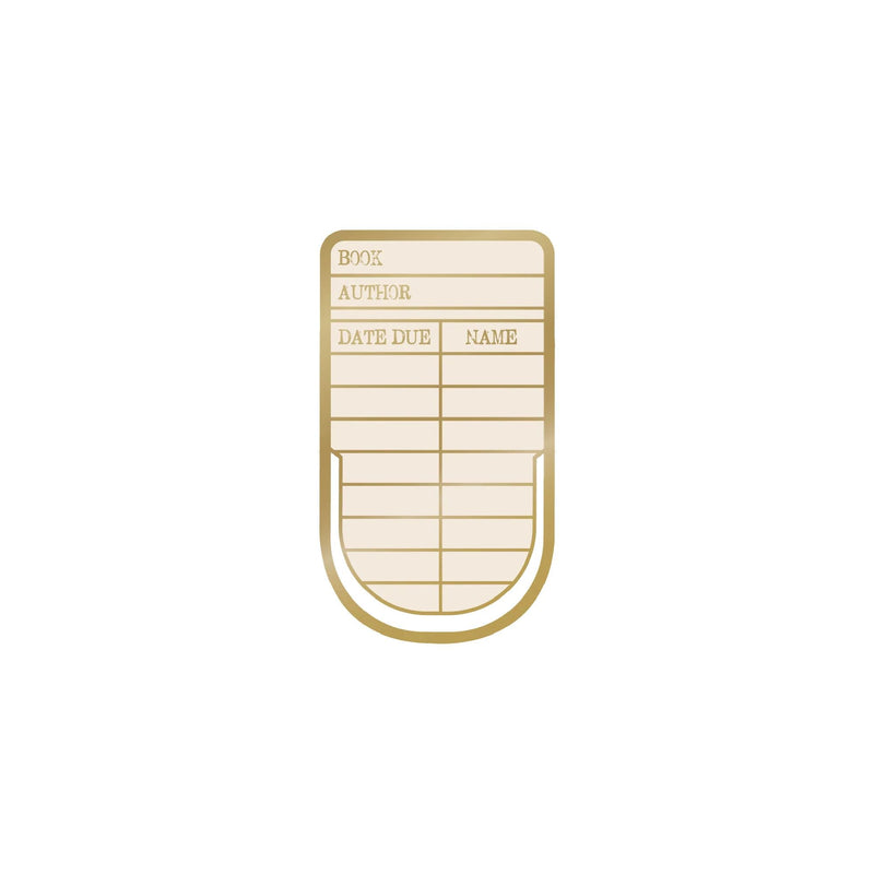 Half Moon Bay Library Card Design - Paperclip Style - White/Gold 2.8 x 2 Inch Zinc Alloy Bookmark Place Holder