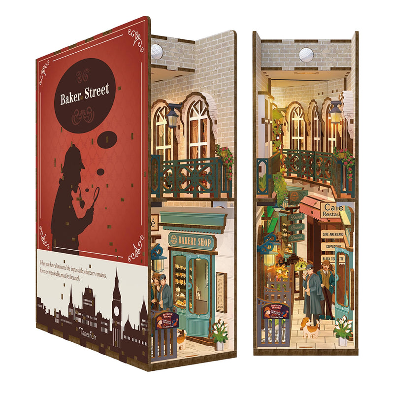 Tonecheer DIY Book Nook Kit Wooden Model Kit 3D Puzzle for Adults to Build Miniature House Kit Dollhouses Miniature House Kit Craft Kit with Light Christmas Birthday Gifts(Baker Street