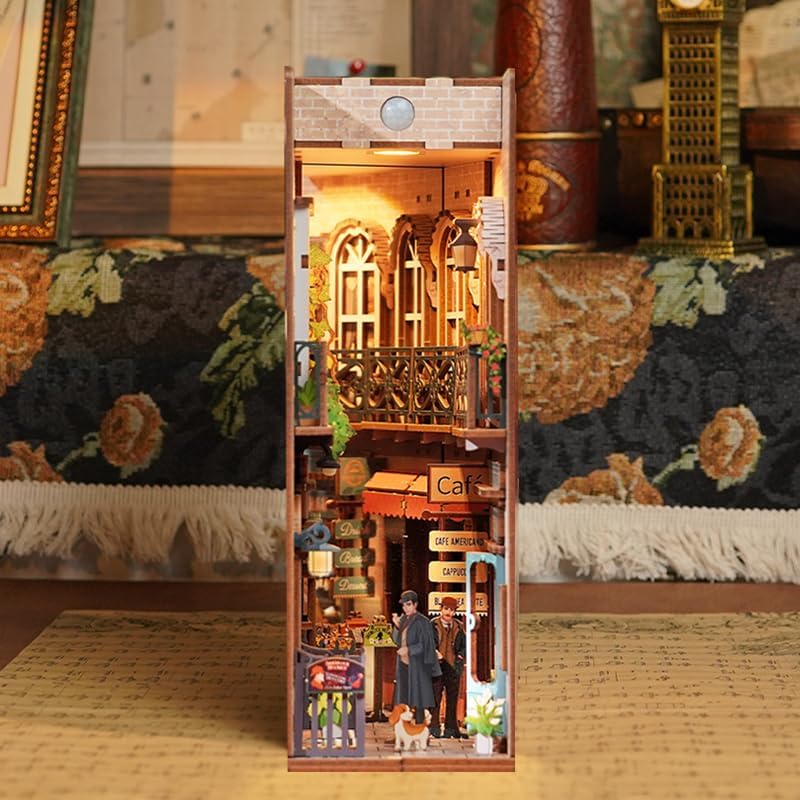 Tonecheer DIY Book Nook Kit Wooden Model Kit 3D Puzzle for Adults to Build Miniature House Kit Dollhouses Miniature House Kit Craft Kit with Light Christmas Birthday Gifts(Baker Street