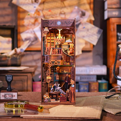Tonecheer DIY Book Nook Kit - 3D Wooden Puzzle for Adults, Miniature House with Dust Cover Booknook Bookshelf Insert Decor with LED Lights Unique (Violin Detective Agency)
