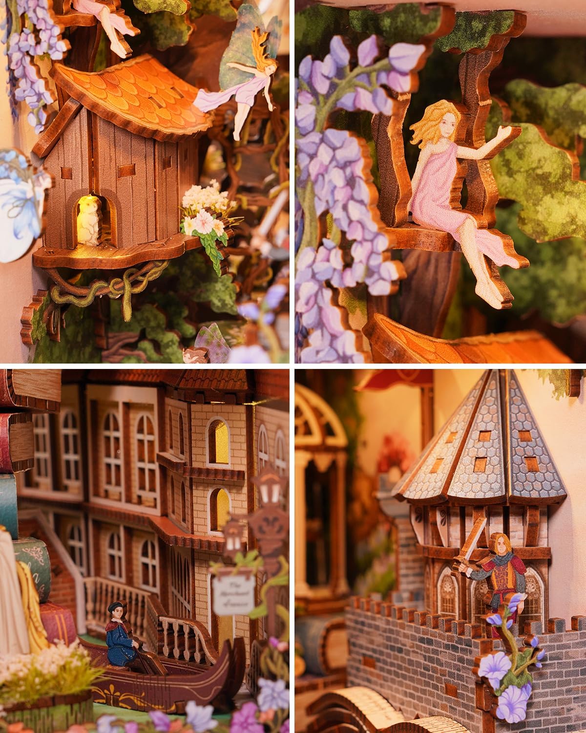Tonecheer x British Library DIY Book Nook Kit, Shakespeare 3D Wooden Puzzle for Adults, Miniature House Kit Booknook Bookshelf Insert Decor with LED Lights Craft Gifts (Shakespeare's Verse