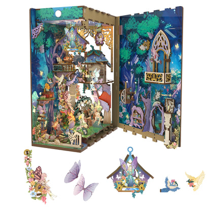 Tonecheer x BRITISH LIBRARY DIY Book Nook Kit, Shakespeare 3D Wooden Puzzle for Adults,Miniature House Booknook Bookshelf Insert Decor with LED Lights Unique Gifts(A Midsummer Night's Dream