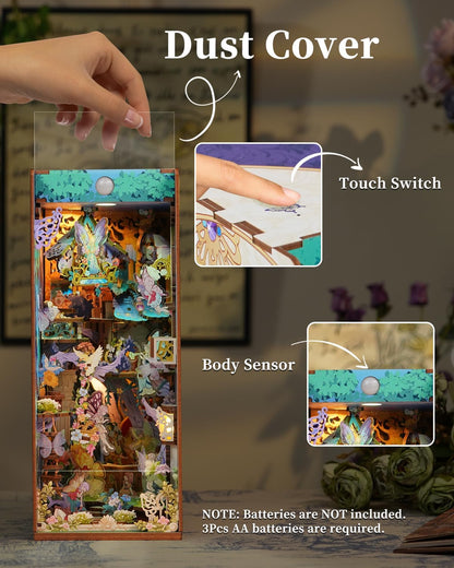 Tonecheer x BRITISH LIBRARY DIY Book Nook Kit, Shakespeare 3D Wooden Puzzle for Adults,Miniature House Booknook Bookshelf Insert Decor with LED Lights Unique Gifts(A Midsummer Night's Dream