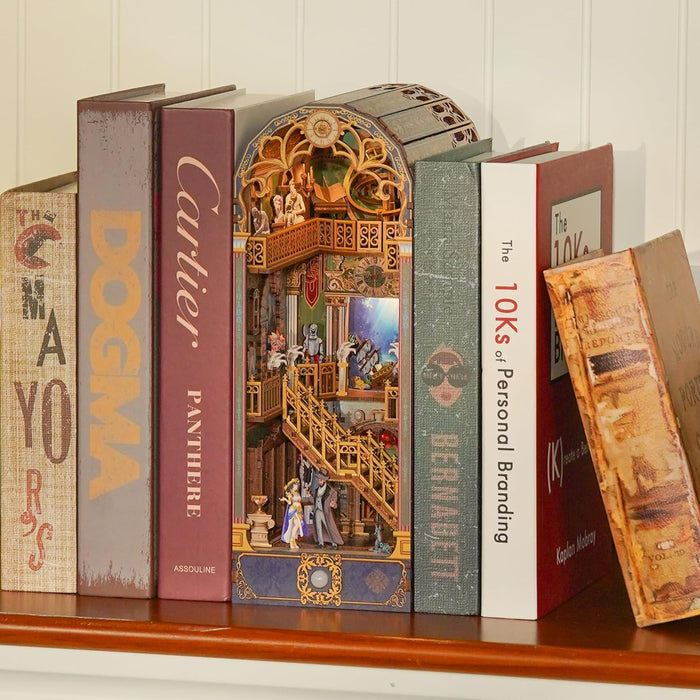 Tonecheer DIY Book Nook Kit mit Staubschutz und LED-Licht, 3D Holz Puzzle, kreative Buchstütze für Bibliothek, Geschenkideen für Erwachsene(Raumzeitmuseum